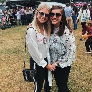 White Long Sleeve Blouse. Two black spots, dry cleaners will remove them.